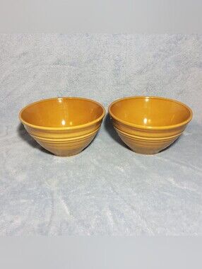 (2) Harper Collection by Noble Excellence Stoneware Bowls Golden Rustic Yellow